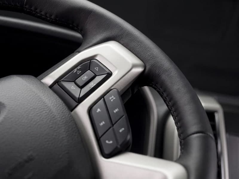Detalhe dos comandos do volante limpos, sem sujeira acumulada nos vãos dos botões